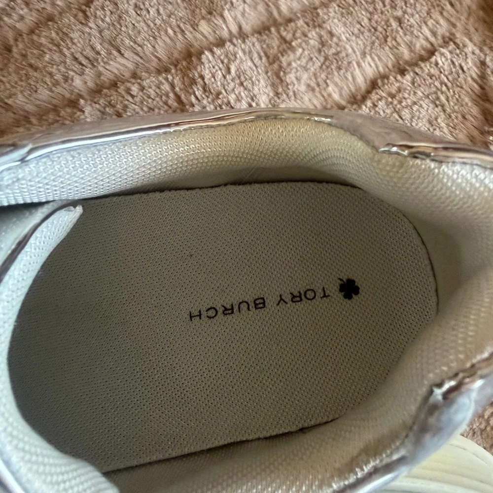 Tory Burch Silver Low-Top Sneakers